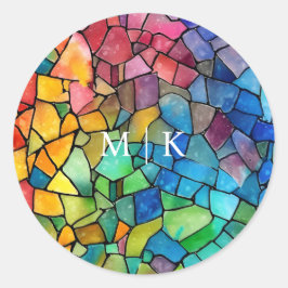 Adesivo Vidro Manchado Arco-íris Aquarela