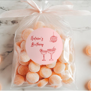 Adesivo Vidros de coquetel rosa-rosa-desenhados à mão Aniv