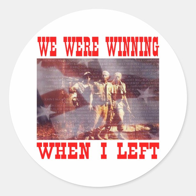 Adesivo Vietnã Estávamos Ganhando Quando Eu Saí (Frente)