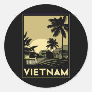Adesivo vietnam sudeste asiático art deco retro viagem