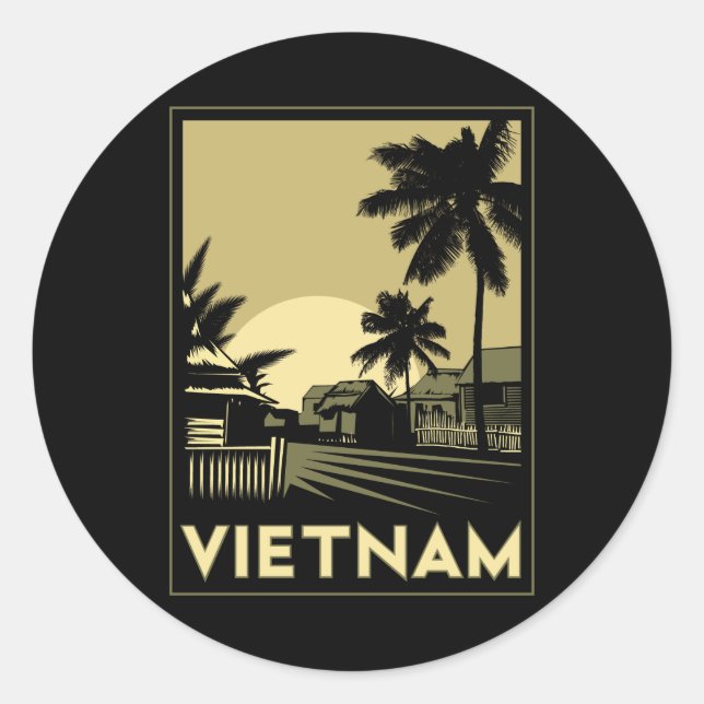 Adesivo vietnam sudeste asiático art deco retro viagem (Frente)