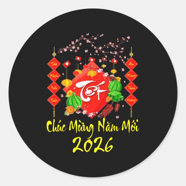 Adesivo Vietnamese Lunar New Year 2026 Tet Viet Chuc Mung  (Frente)
