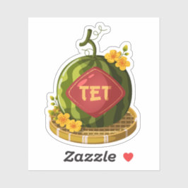 Adesivo Vietnamese Tet Lucky Watermelon Hoa Mai Flowers