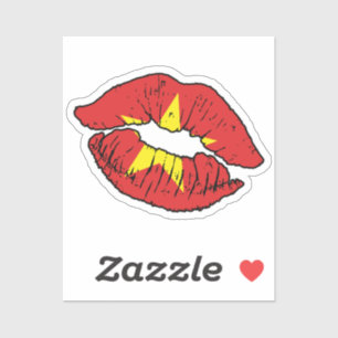 Adesivo Vietnamita Lipstick Love Flag