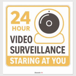 Adesivo Vigilância Em Vídeo De 24 Horas, Engraçado