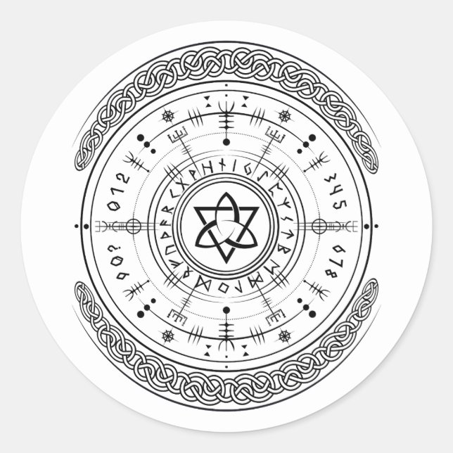 Adesivo Viking Pagan Asatru Runic Compass, Vegvisir Runir (Frente)