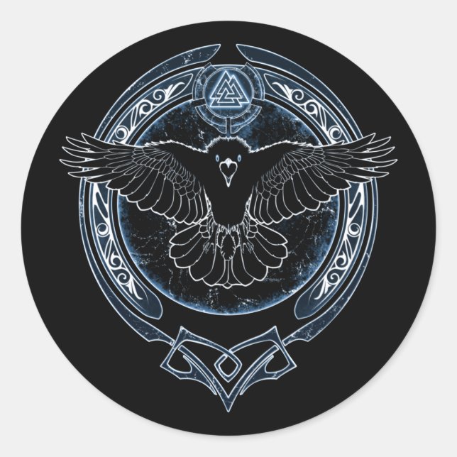 Adesivo Viking Raven Munin e Valknut (Frente)