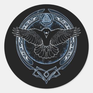 Adesivo Viking Raven Munin e Valknut