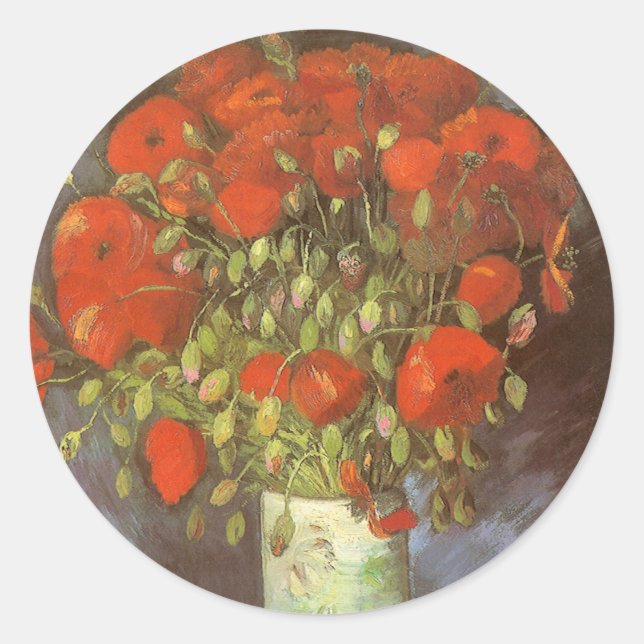 Adesivo Vincent van Gogh Ainda Vase Vida com Poppies Verme (Frente)
