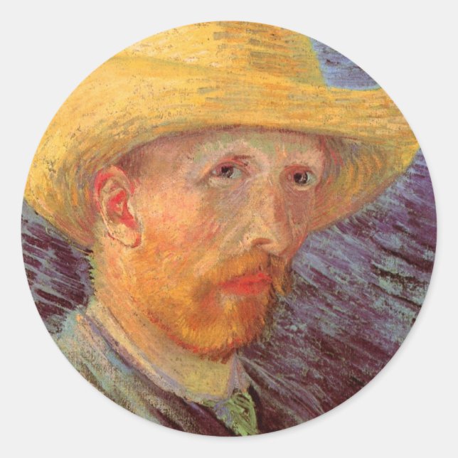 Adesivo Vincent van Gogh autorretrato com chapéu de palha (Frente)