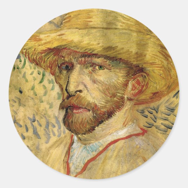 Adesivo Vincent van Gogh autorretrato com chapéu de palha (Frente)