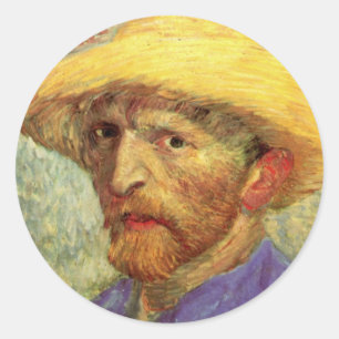 Adesivo Vincent van Gogh autorretrato com chapéu de palha