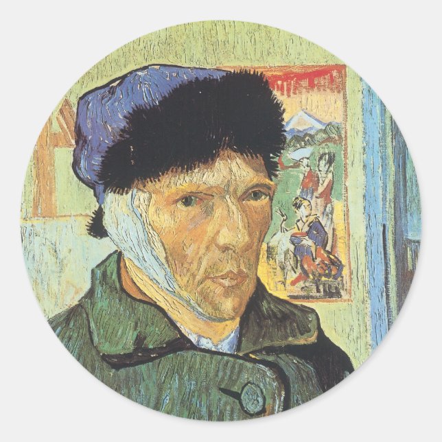 Adesivo Vincent van Gogh - Autorretrato com Orelha Bandada (Frente)