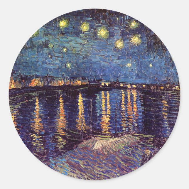 Adesivo Vincent Van Gogh - Noite Estrelada em Rhone (Frente)