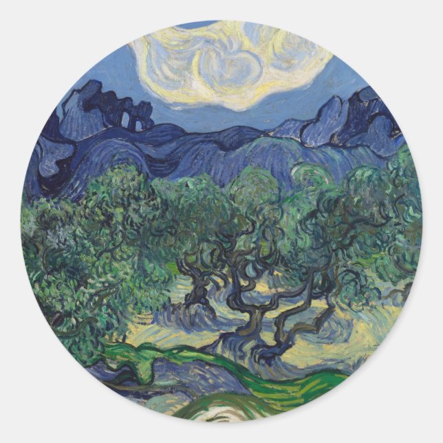 Adesivo Vincent van Gogh - Oliveiras, Alpilles Mountain (Frente)