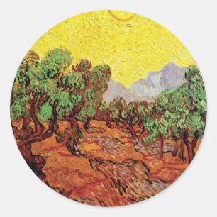 Adesivo Vincent Van Gogh - Oliveiras Com Céu Amarelo