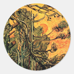 Adesivo Vincent Van Gogh - Pinheiros Contra um Céu Vermelh