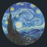 Adesivo Vincent Van Gogh Starry Night Vintage Fine Art<br><div class="desc">Vincent Van Gogh Starry Night Vintage Banda Redonda</div>