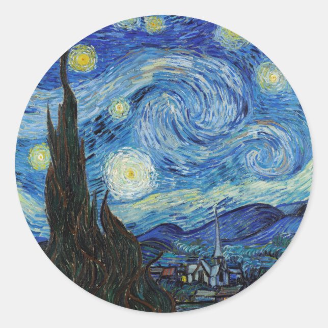 Adesivo Vincent Van Gogh Starry Night Vintage Fine Art (Frente)