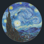 Adesivo Vincent Van Gogh Starry Night Vintage Fine Art<br><div class="desc">Vincent Van Gogh Starry Night Vintage Banda Redonda</div>