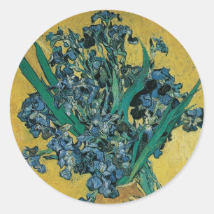 Adesivo Vincent van Gogh - Vaso com Íris Fundo Amarelo