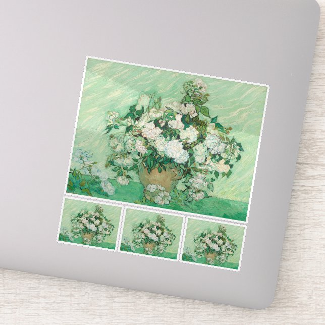 Adesivo Vincent Van Gogh, Vaso de Rosas, Rosas No Vaso (Detalhe)