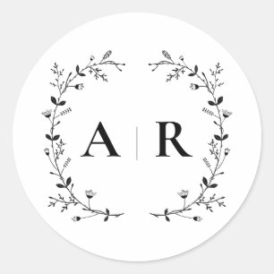Adesivo Vine Scroll Wedll Label Seal, Monograma