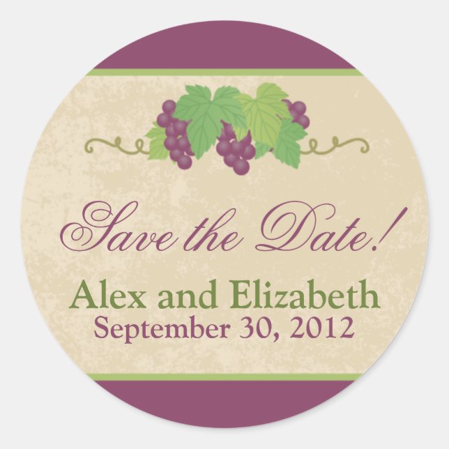 Adesivo Vineyard Save-the-Date Sticker (Textura de Pergami (Frente)