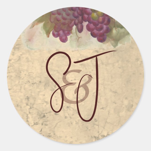Adesivo Vineyard Wedding Monogram Personalized Initials (Frente)