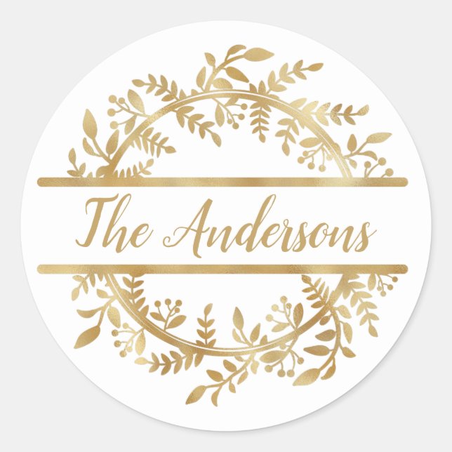 Adesivo Vinha Elegante Nome da família Wreath Envelope Sea (Frente)