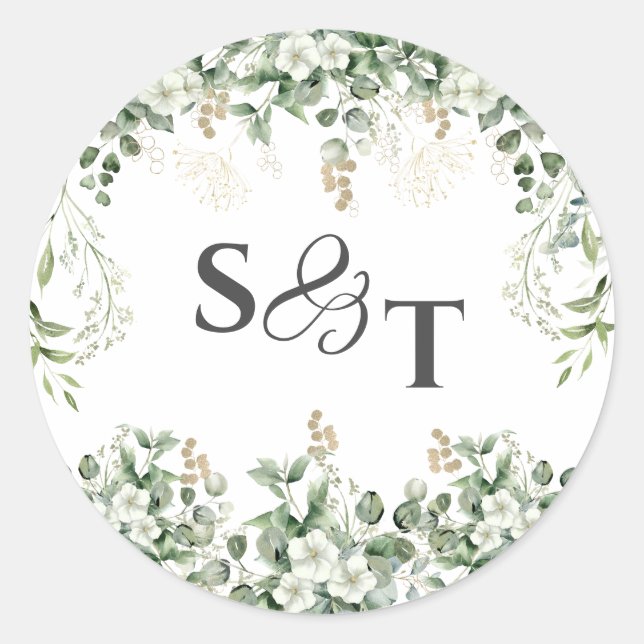 Adesivo Vinhas Prateadas: Vinheta Botânica Monograma (Frente)