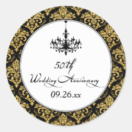 Adesivo Vinheta 2 de 50 anos, Damask Dourado preto, 2
