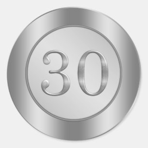 Adesivo Vinheta 30 de Aniversário de Efeito de Prata