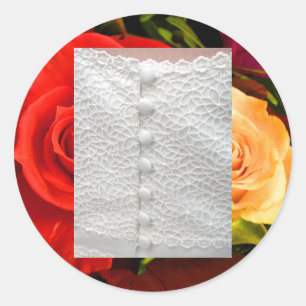 Adesivo Vinheta Amarelo Vermelho de Casamento Branco