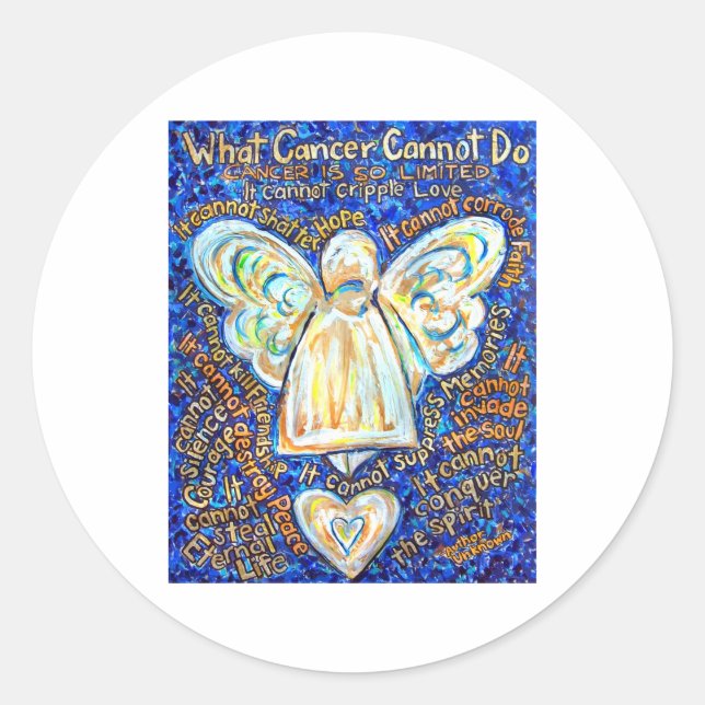 Adesivo Vinheta Anel Round Azul e Dourada do Cancer (Frente)