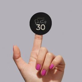 Adesivo Vinheta Aniversário Preta Suja Trinta Personalizad