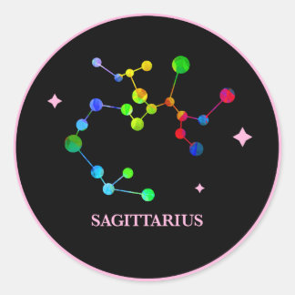 Adesivo Vinheta Arco-Íris Zodiac Preto Sagittarius