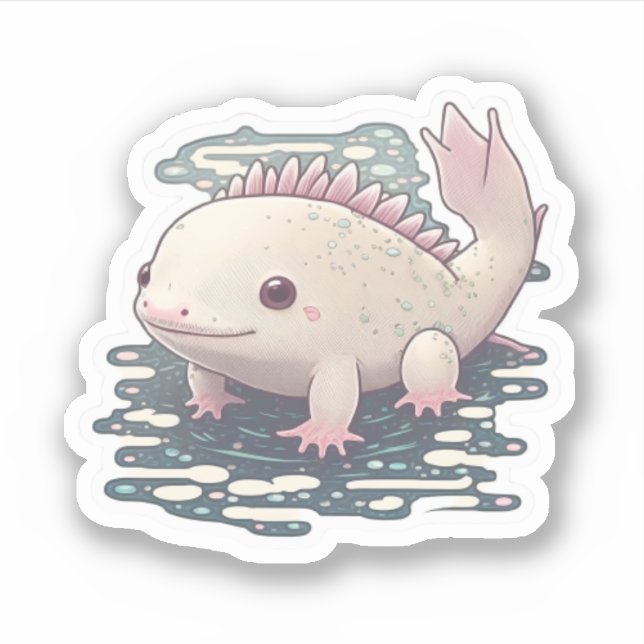 Adesivo Vinheta Axolotl Feliz (Frente)