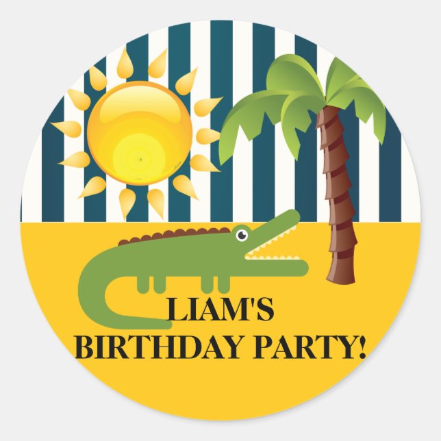 Adesivo Vinheta Azul Amarelo Verde-Amarelo-De-Aniversário (Frente)