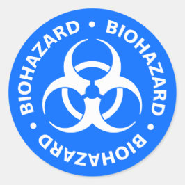 Adesivo Vinheta Azul Brilhante de Advertência de Risco Bio