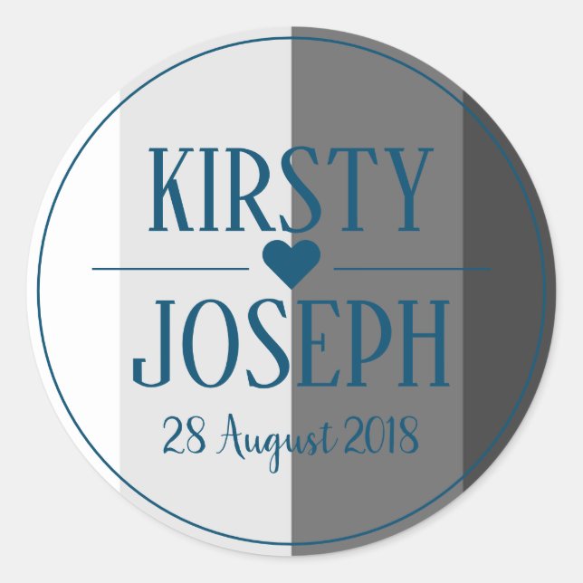 Adesivo Vinheta Azul de Casamento de Cinzas Clássicas Mode (Frente)