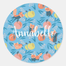 Vinheta Azul de Maçã "Panda Vermelha" Personalizad