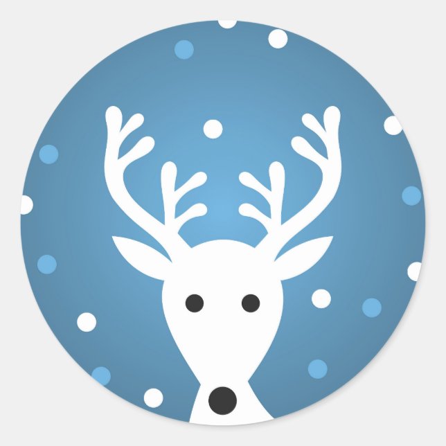 Adesivo Vinheta azul de rena branca de inverno (Frente)