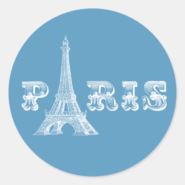 Adesivo Vinheta azul de torre Eiffel PARIS (Frente)