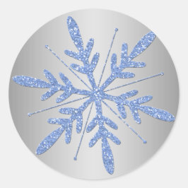 Adesivo Vinheta Azul e Floco de Neve Prateado