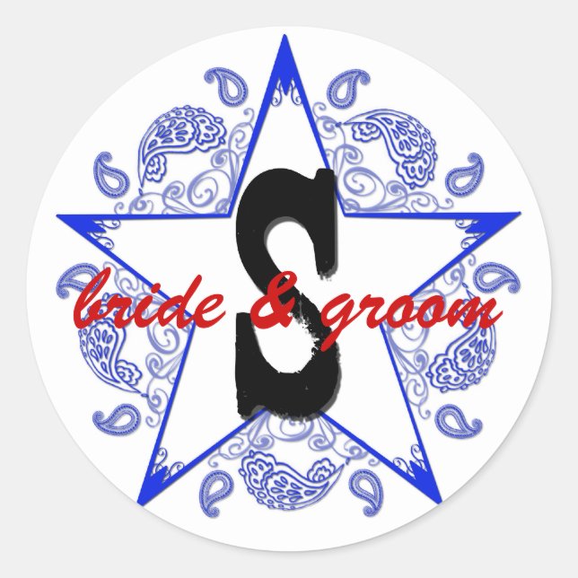 Adesivo Vinheta azul ocidental personalizável "S" (Frente)