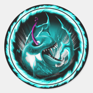 Adesivo Vinheta azul redonda de cereja selvagem