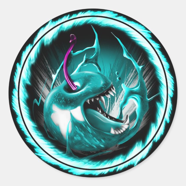 Adesivo Vinheta azul redonda de cereja selvagem (Frente)