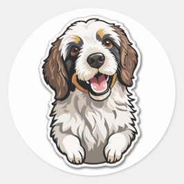 Adesivo Vinheta Bernedoodle Cheerful: Cachorro de Raça Mis
