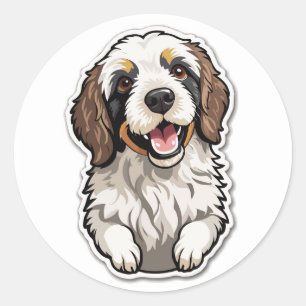 Adesivo Vinheta Bernedoodle Cheerful: Cachorro de Raça Mis